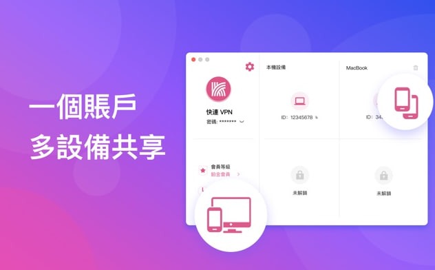 快连VPN账号共享：官方支持5设备同连！独立加密不泄露，家人共享首选